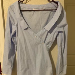 Blue Zara off the shoulder top